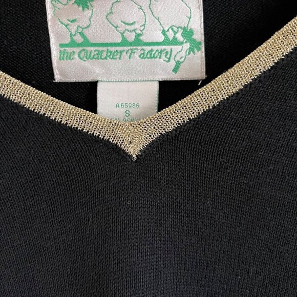 Quacker Factory Women Black Tunic Top Sz S Holiday Christmas Party Sequins Beads - Picture 5 of 11